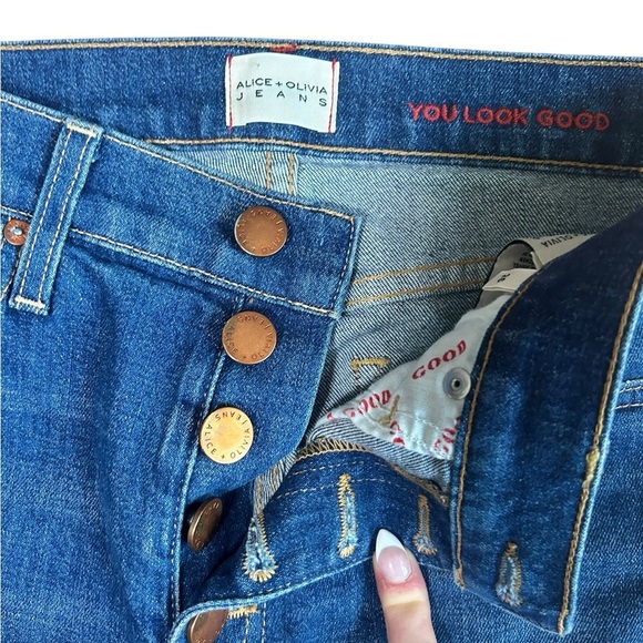 Alice + Olivia Good High-rise Exposed-button fly Skinny Jeans In Glow Up Sz 26 - Picture 4 of 12
